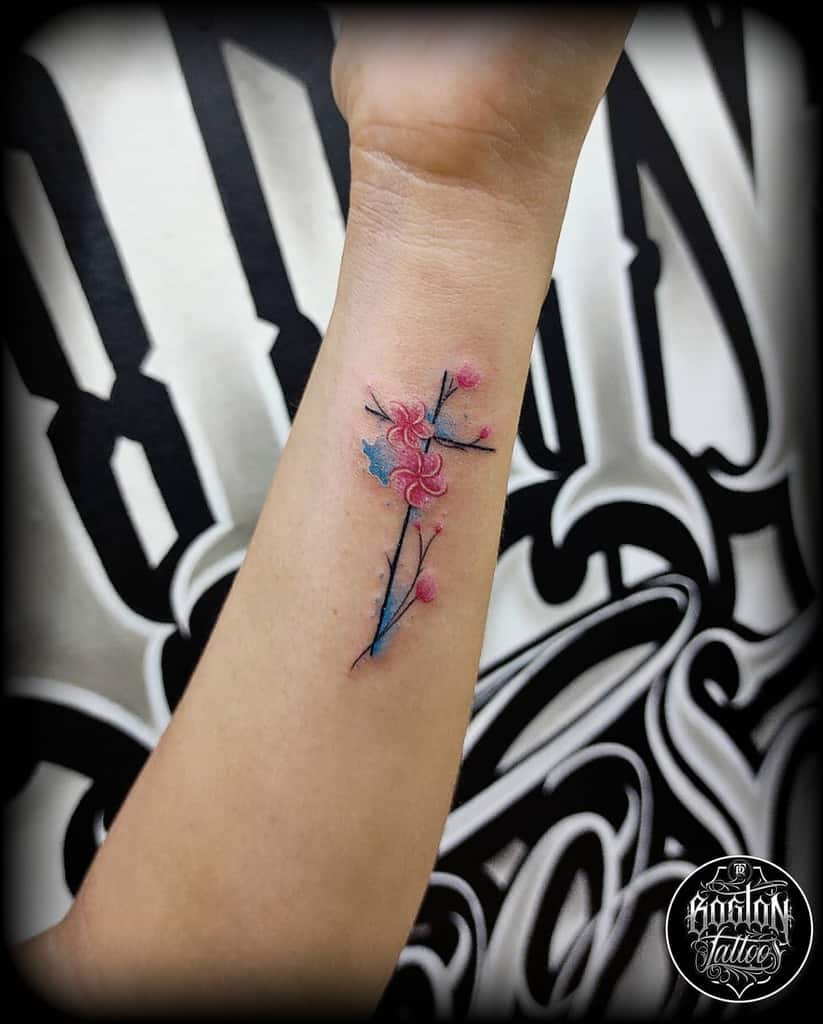 wrist cross tattoos for women bostontatto