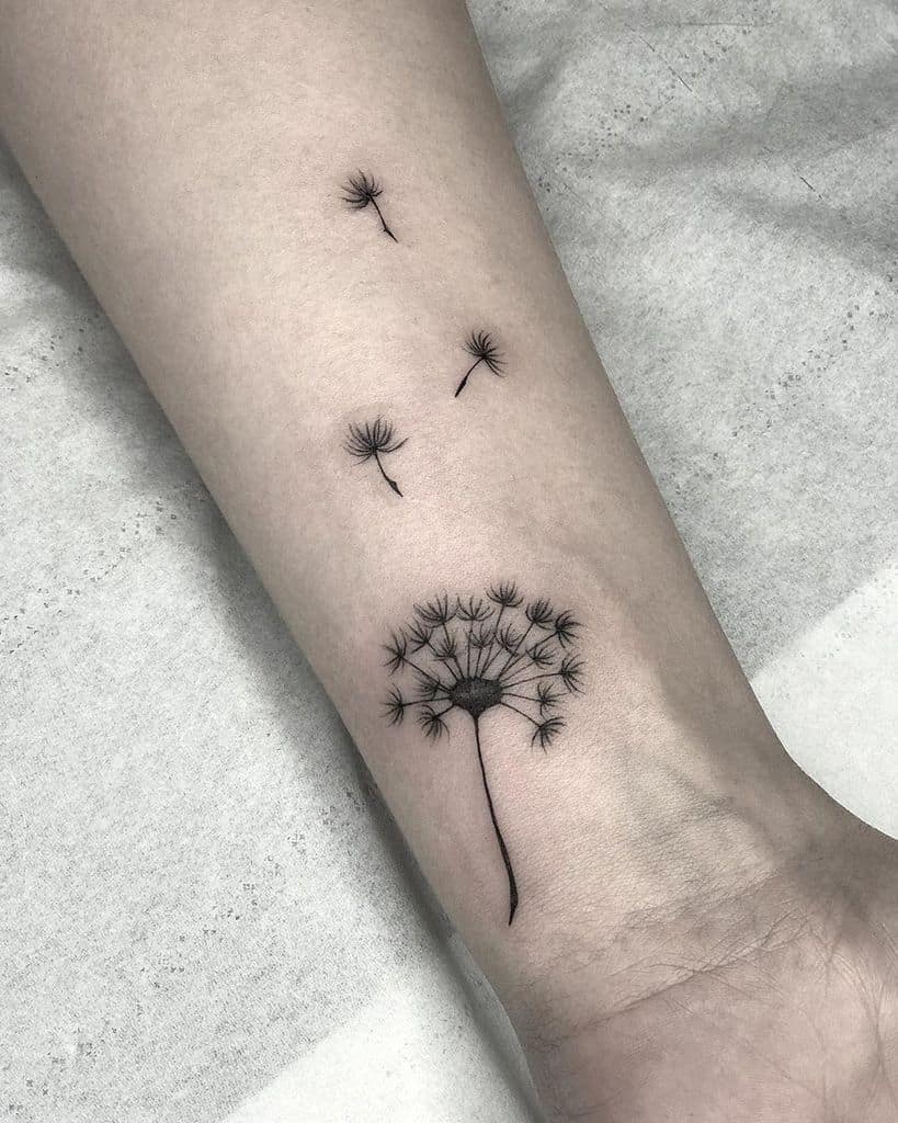 Wrist Dandelion Tattoo