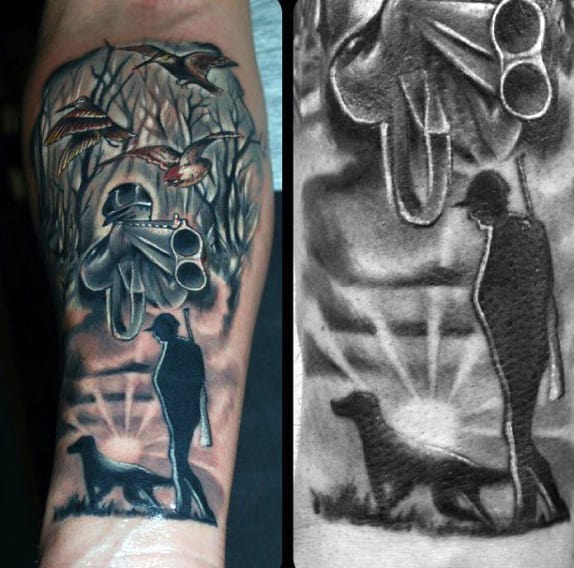 Wrist Dog Hunting Men's Tattoos