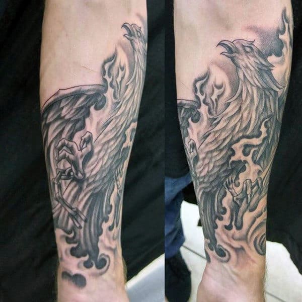 Wrist Dragon Phoenix Tattoos For Males
