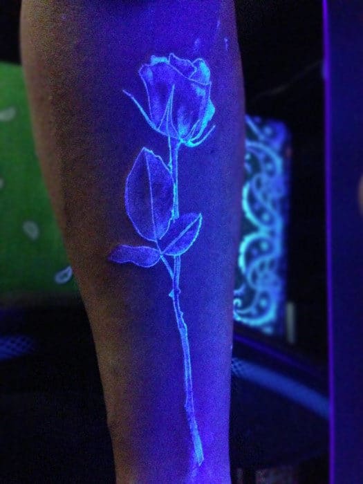 Wrist Forearm Glow In The Dark Rose Flower Tattoo For Men