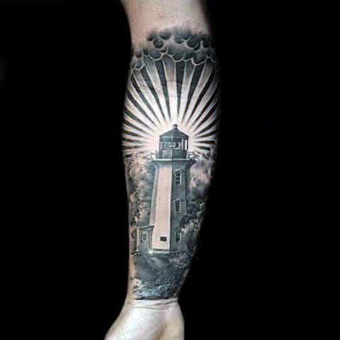 Wrist Lighthouse Tattoo Men Realistic