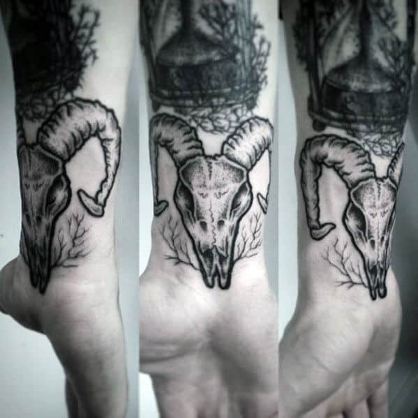 Wrist Mens Small Goat Skull Tattoos