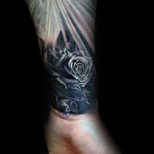 Wrist Realistic Guys Rose Flower Tattoo Ideas