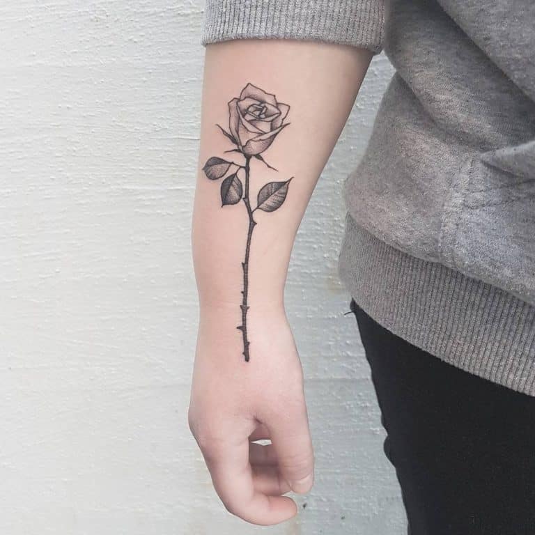 71 Cool Rose With Stem Tattoo Ideas