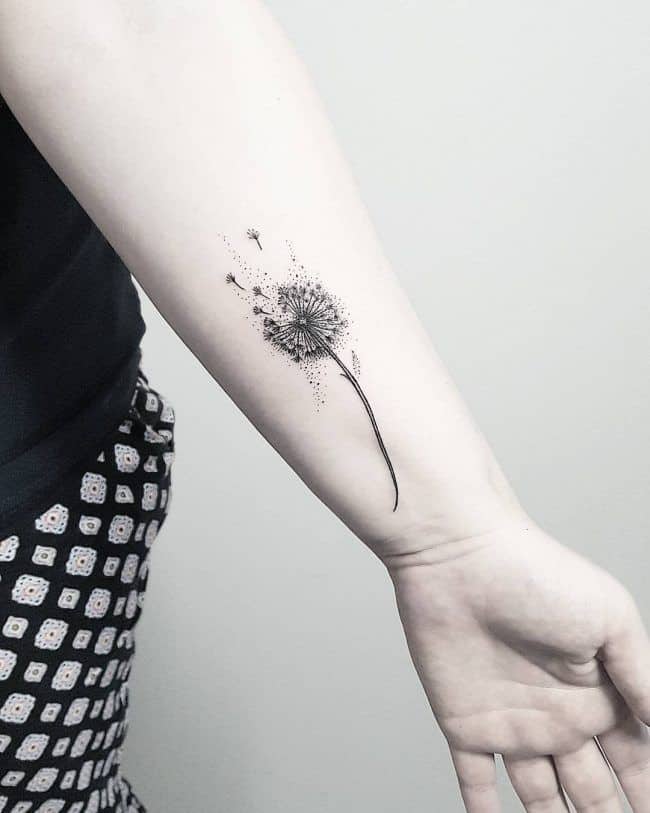 Wrist Small Dandelion Tattoo
