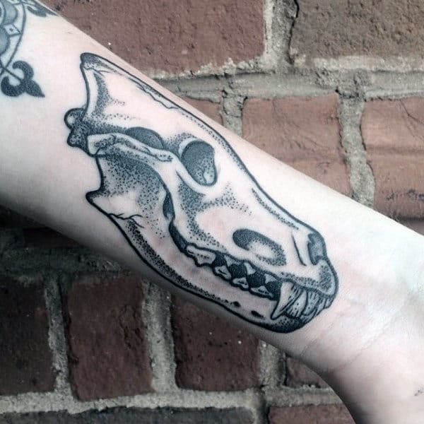 Wrist Wolf Skull Male Tattoo