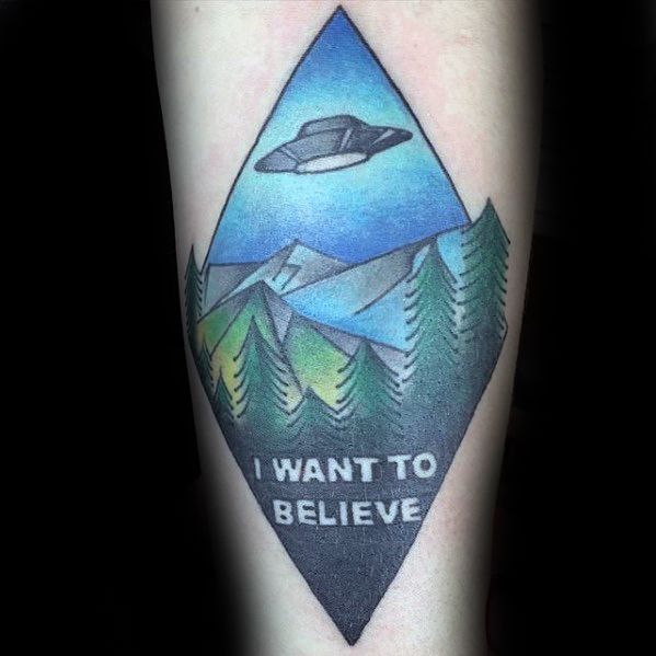 X Files Poster Forearm I Want To Believe Tattoo Design On Man