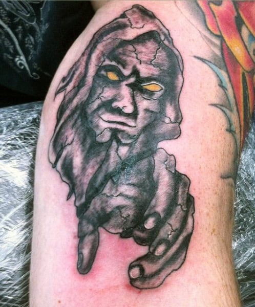 Yellow Eyes Masculine Guy's Grim Reaper Tattoos