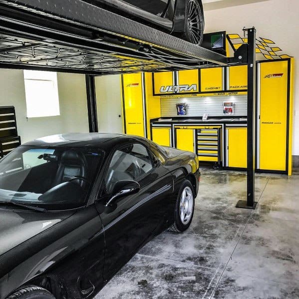 vibrant yellow garage cabinets 