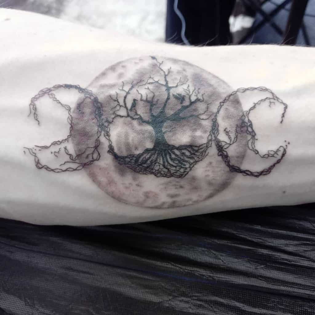 yggdrasil moon norse tattoo