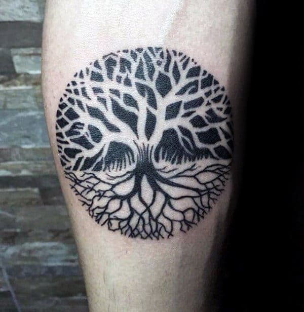 Yin Yang Guys Tree Roots Inner Forearm Tattoo