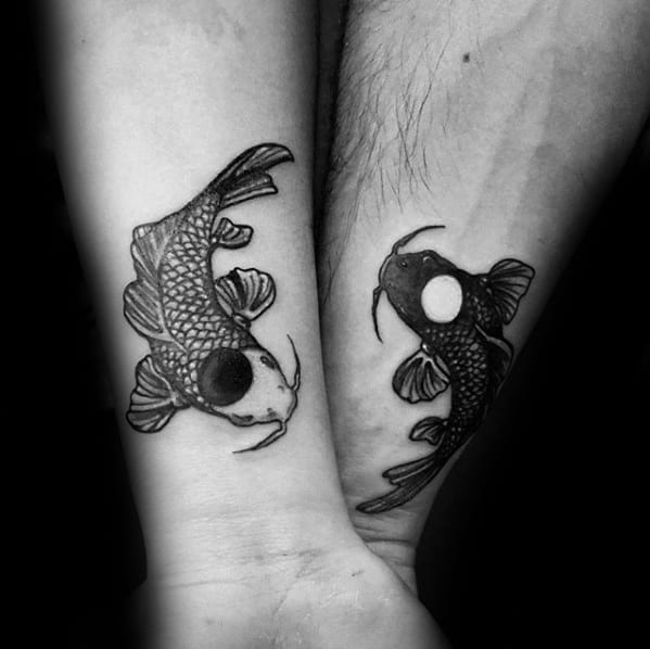 Yin Yang Koi Fish Male Wrist Tattoos