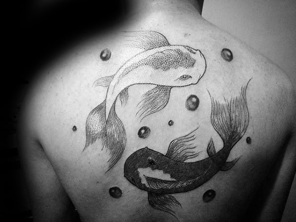 Yin Yang Koi Fish Tattoo Ideas For Males On Back With 3d Design