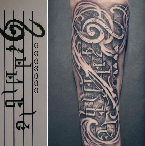 Zelda Music Mens Forearm Tattoo Designs