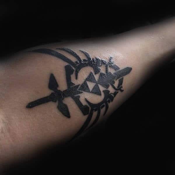 Zelda Shield Guys Inner Forearm Black Ink Tattoos