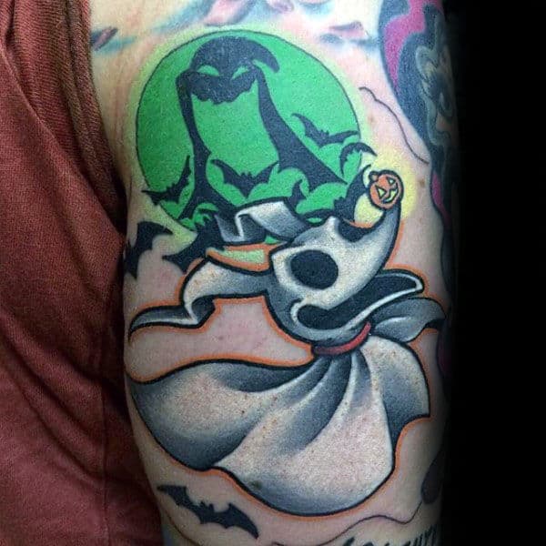 Zero With Oogie Boogie Mens Night Before Christmas Arm Tattoo